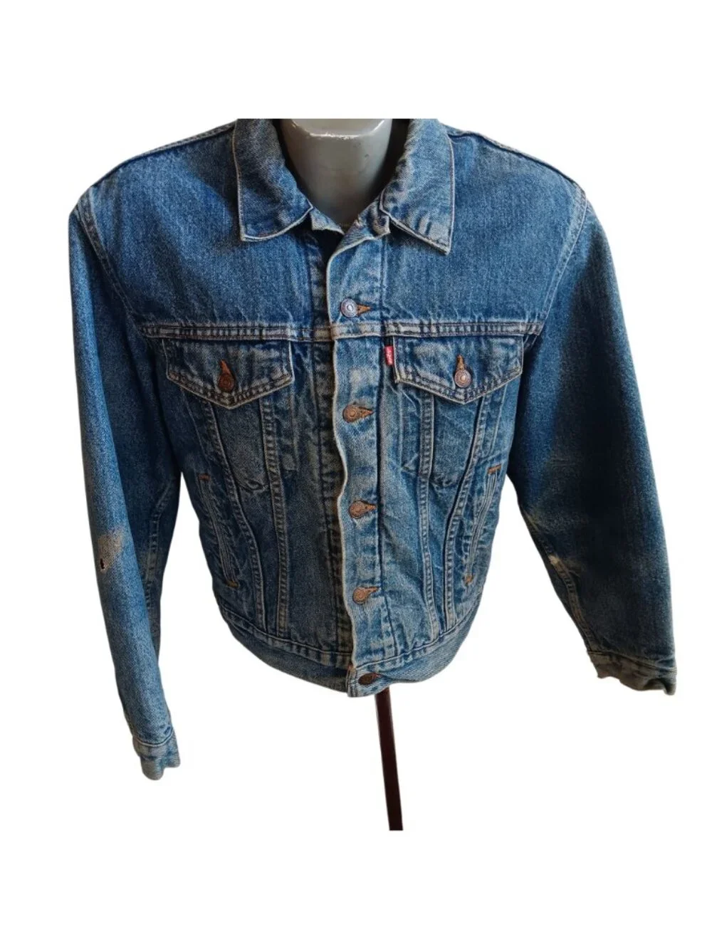 True Vintage Medium 1990's Levis Denim Trucker Jacket Tiger Blanket 70506-0316 - Picture 3 of 12